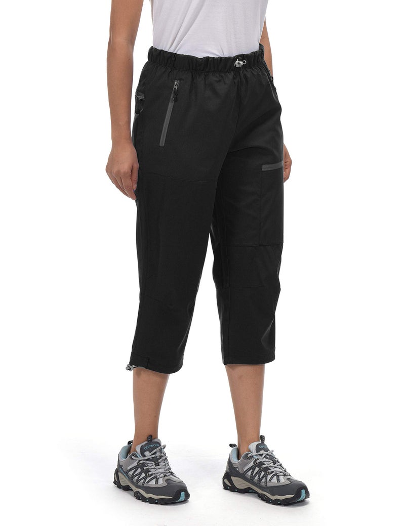 Little Donkey Andy Women's Quick Dry 3/4 Pants Capri Shorts Lightweight Hiking Travel Casual Black XXL - Image 3